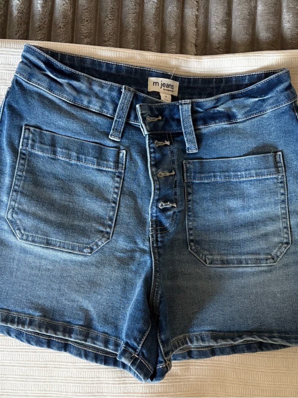 Maurice’s Sailor Denim Mini Shorts with Button Waist size 10 - Picture 2 of 7